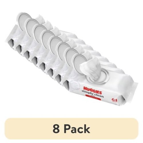 (8 pack) Huggies Simply Clean Unscented Wipes, 1 Flip-Top Pack, 64 Total Ct (Select for More)