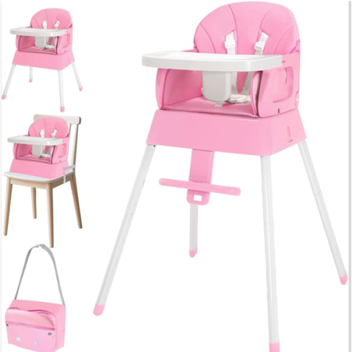 4-in-1 Baby High Chair, Convertible Highchair for Babies and Toddlers, Portable High Chair with Foldable Design, Booster Seat for Kitchen, Dining & Outdoor Use, Easy to Clean & Storage(Pink)