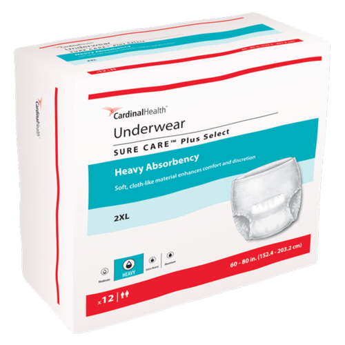 Sure Care Plus Select Disposable Underwear Pull On with Tear Away Seams 2X-Large, 1560P, Plus Select, 48 Ct