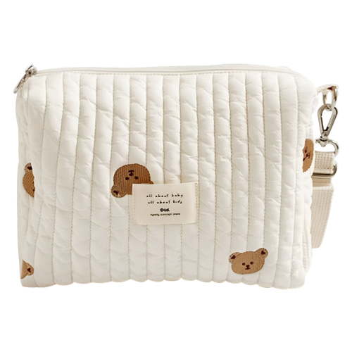 GASTROPOD Baby Pram Organiser, Portable Mini Baby Changing Bags Nappy Bags Newborn Essentials Diaper Stroller Bag Zipper Embroidery Mommy Bag, White