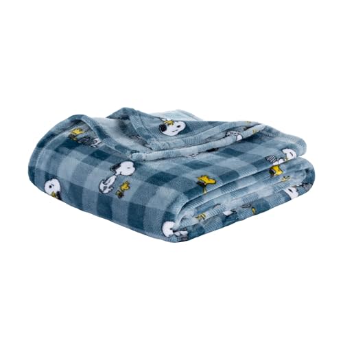 Berkshire Blanket Peanuts® VelvetLoft® Cute Character Snoopy Plush Blanket,Navy Tonal,Twin 60 in x 90 in (Official Peanuts® Product)