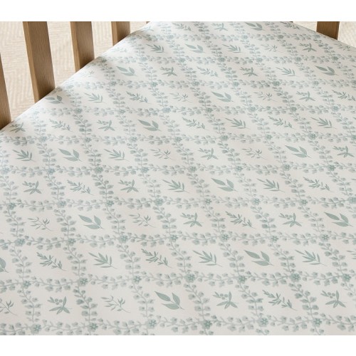 Chris Loves Julia Floral Trellis Organic Cotton Crib Fitted Sheet