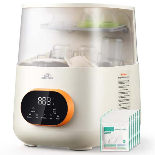 All-in-One Baby Bottle Washer & Sterilizer with 6-Bottle Capacity and Steam Dryer