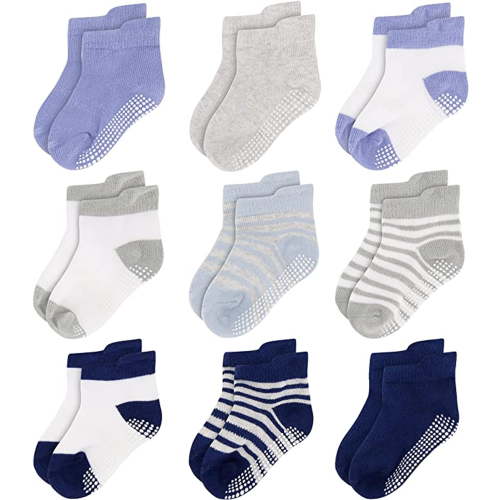 Rising Star Unisex Non Slip Low-Cut Grip Socks for Infants and Toddlers (9 Pack)