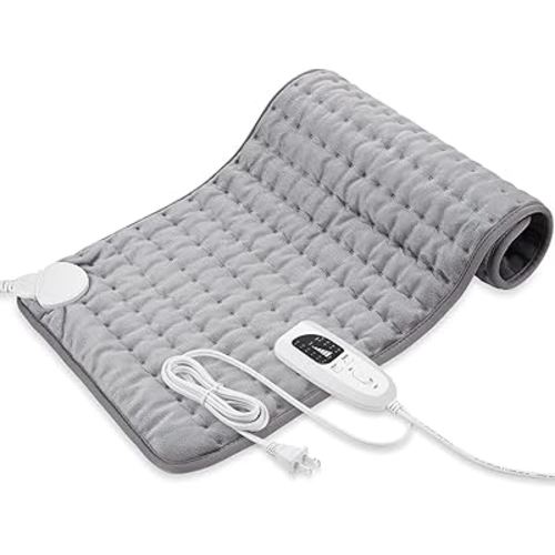 Deepsoon Heating Pad,Electric Heating Pads for Back,Neck,Abdomen,Moist Heating Pad for Shoulder,Knee,Arms,Legs,Dry/Moist Heat & Auto Shut Off,Birthday Gifts for Men and Women,Silver,24x12 Inch