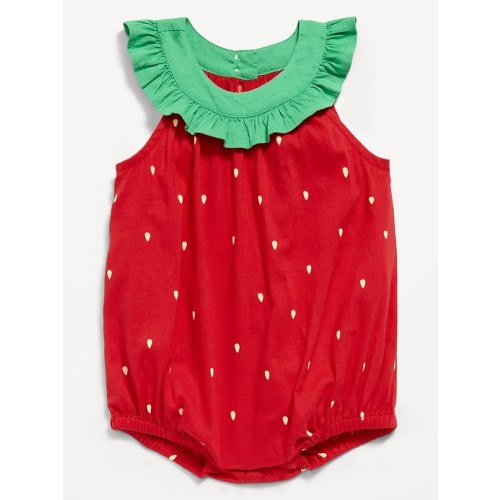 Printed Sleeveless Ruffled Collared Romper for Baby - 6-12mo