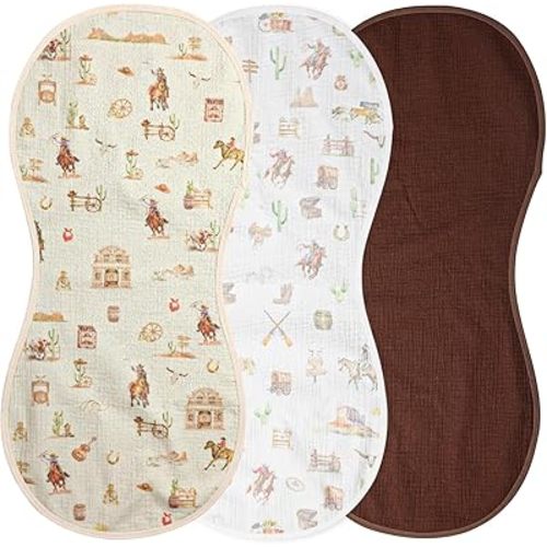 3 Pcs Changing Pad Liners Fits in Peanut Shape Changing Pad Waterproof Diaper Mats Organic Cotton Peanut Mats are Warm on Baby's Back, Washable Reusable (Cowboy,Mixed Color)