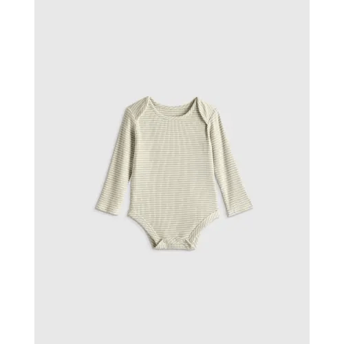 Softest Rib Long Sleeve Bodysuit in Grey Stripe