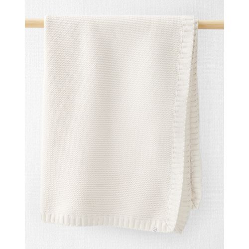Baby Organic Cotton Signature Stitch Blanket in Cream
