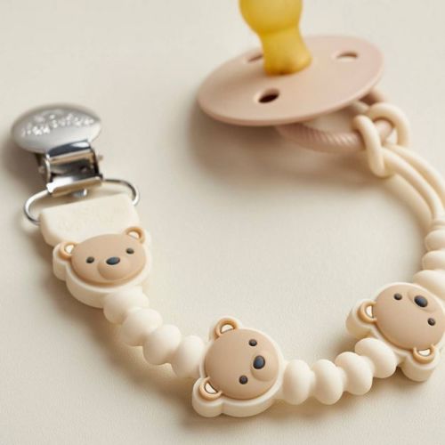 Itzy Ritzy Beaded Pacifier Clip - Universal Fit, Silicone Holder - Bear: BPA-Free