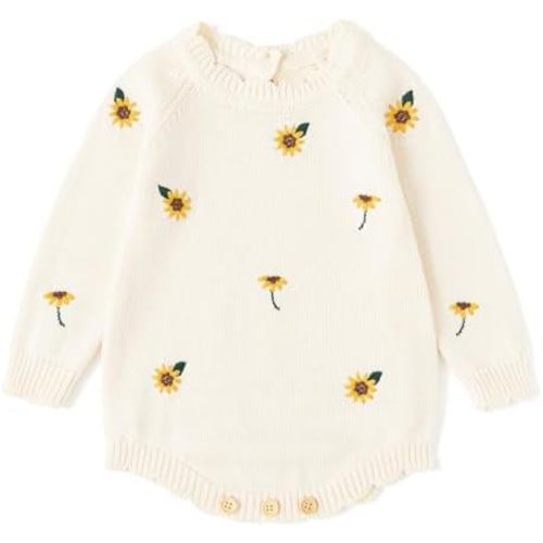 Simplee kids Baby Girls Rompers Long Sleeve Pompoms Infant Toddler Jumpsuit for Spring Fall Winter
