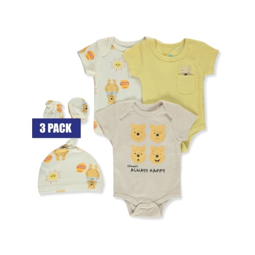 Disney Winnie The Pooh Baby Boys' 5-Pack Bodysuits Mittens Cap Set