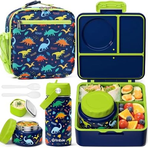 Fimibuke Kids Bento Lunch Box with Thermo, Lunch Bag, Kids Water Bottle
