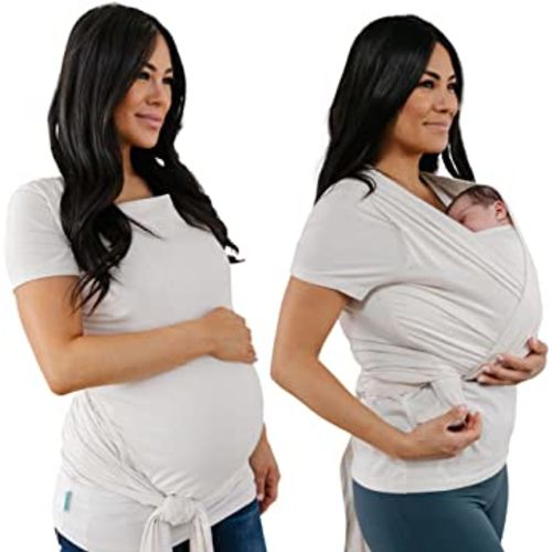 Moby Bump & Beyond T-Shirt Baby Wrap Carrier, Ivory – Size 3 (Large), Versatile Support Wrap for Pregnant Mothers, Sling Carrier for Infants, Carries Babies up to 19.8lbs (8–12 Months)