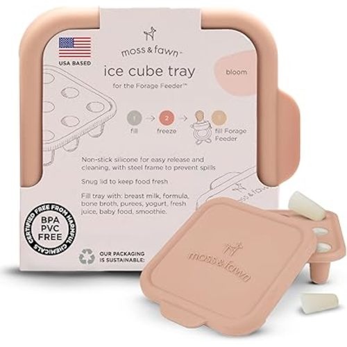 Moss and Fawn Ice Cube Tray - Forage Feeder Freezer & Teething Popsicle Mold for Breast Milk, Formula, Bone Broth, Purees, & Baby Food - BPA, Lead, & PVC-Free - Bloom