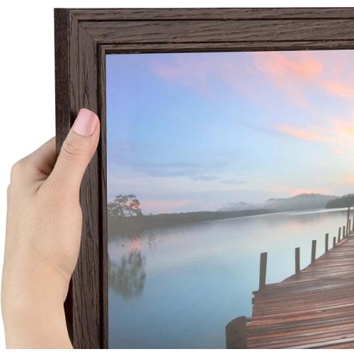 ArtToFrames 9x21 Inch Brown Picture Frame, This 1.125" Custom Wood Poster Frame is Walnut Stain on Red Oak, for Your Art or Photos - Comes with 060 Plexi Glass, 2WOM0066-80209-YWAL-9x21