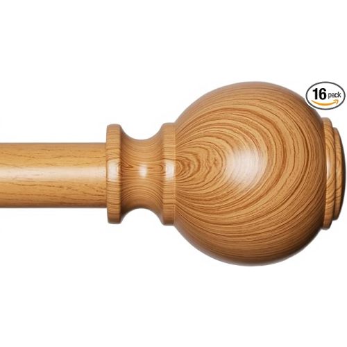 Wood Curtain Rods for Windows 28 to 48 Inches,1 inch Heavy Duty Window Curtain Rods with Imitation Wooden Grain Finials,Decorative Drapery Rod Adjustable, 28"-58"(2.3-4.8ft), Natural Wood