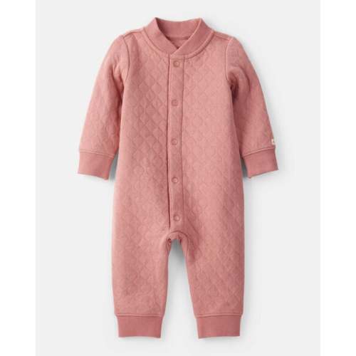Baby Girl Quilted Long-Sleeve Jumpsuit - Pink | Carter's