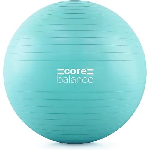 Core Balance Exercise Ball for Workouts, Anti-Burst and Slip Resistant, Swiss Yoga Ball for Pregnancy, Stability, Fitness and Physical Therapy, 4 Sizes, with Pump