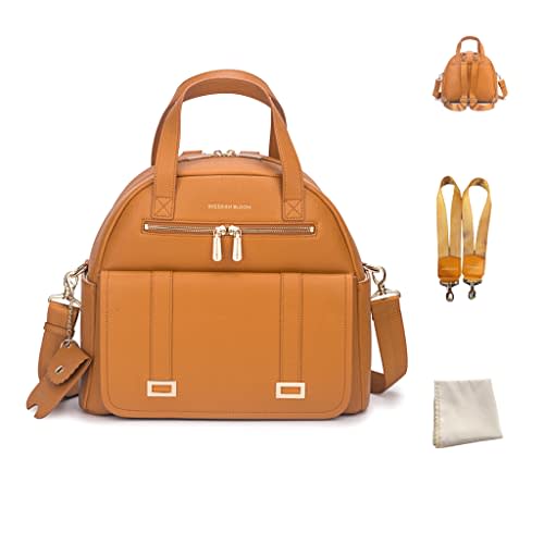 Sheeriah Bloom New and Upgraded Diaper Bag Backpack, Leather Baby Bag Tote Diaper Backpack with Changing Pad, Hand Sanitizer Holder Stroller Hooks, Lightweight Stylish Mommy Bag Daisy Collection