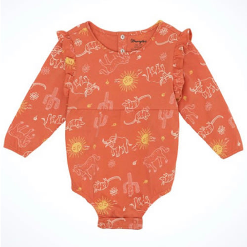 Wrangler Infant Girls' Cactus Print Long Sleeve Snap Onesie 3-6 Months