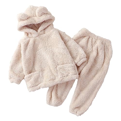 UVIPC Toddler Baby Fleece Set Winter Pullover Tops Pants 2pcs Set,Toddler Bear Sweatshirt Fluffy outfit