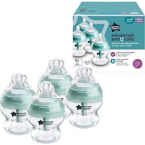 Tommee Tippee Advanced Anti-Colic Baby Bottles, Newborn 0m+, 5oz