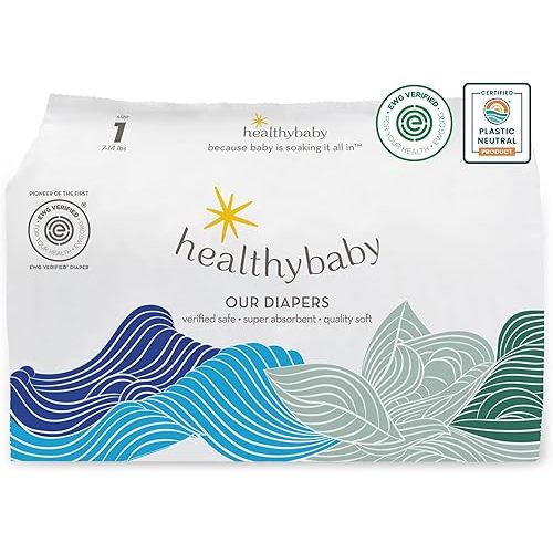 Our Diapers | EWG Verified Safe & Plant-Based Diapers | Leak Protection | Soft Organic Cotton Shell | Chlorine-Free Diaper for Sensitive Skin | Size 1 (7-14 lbs) 42 Count