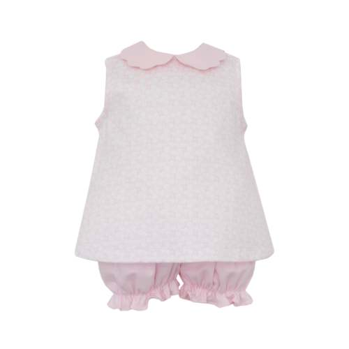 Pink & White Scallop Collar Bloomer Set (3 mo)