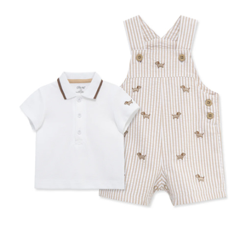 Puppies Woven Shortall Set (3M-12M)