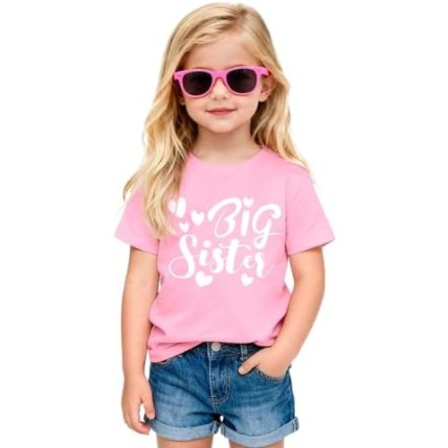 Big Sister Shirts for Toddler Girls Promoted to Big Sister Outfit Announcement T-Shirt for Girl Size 2-8 Years