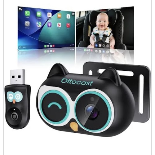 Ottocast Baby Monitor for Car Wireless CarPlay Adapter with Rear Seat Monitor