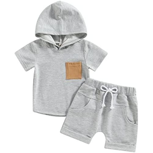 TheFound Toddler Boys Summer Clothes Sets Hooded Baseball Tank Top Striped Shorts Cute Newborn Baby Boy Coming Home Outfit