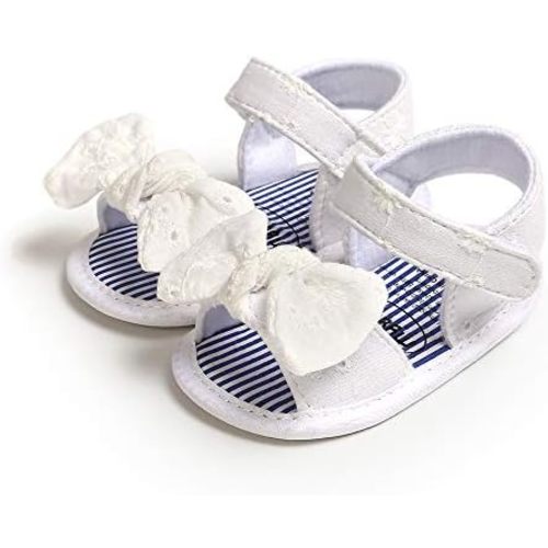 GDSDYM Infant Baby Girls Summer Sandals with Flower Bowknot Soft Sole Wedding Dress Flats Newborn First Walkers Crib Dress Shoes