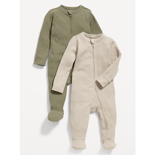 Sleep & Play 2-Way-Zip Footed One-Piece (2 Pack) in A Stone's Throw, 0-3M