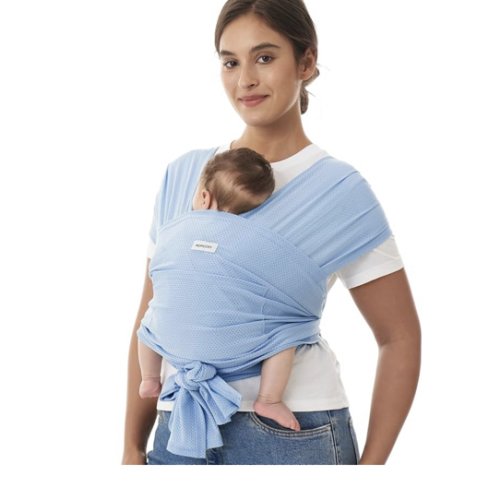 Momcozy Baby Carrier AirMesh - The Perfect Summer Water Sling for Newborns to Toddler 8-35 lbs - Cooling, Breathable and Lightweight Baby Wrap, Nice for Summer, Pool, Beach, Swimming, Light Blue