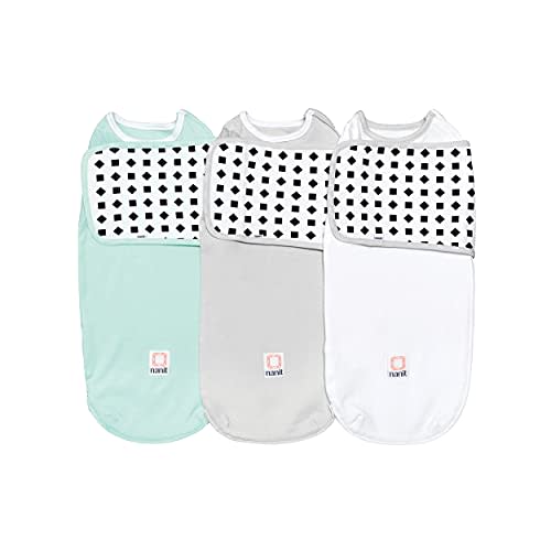 Nanit Breathing Wear Swaddle 3-Pack – Works with Nanit Pro Baby Monitor to Track Breathing Motion Sensor-Free, Real-Time Alerts, 100% Cotton, Size Large, 3-6 Months, Multi-Color
