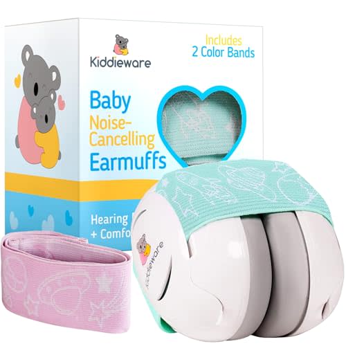 Kiddieware Baby Ear Muffs Noise Protection - Baby Headphones for Noise ages 0-24 Months - Baby Noise Cancelling Headphones for Infant or Baby Ear Protection - Plane Travel or any Noise event