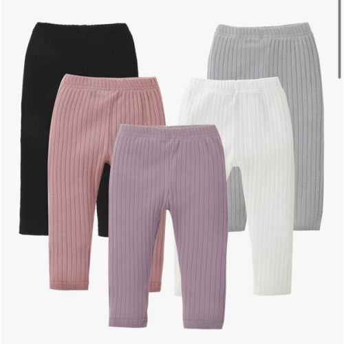 DREAM BUS 5 Pack Toddler Girl Pants Baby Girl Solid Ribbed Pants Toddler Girls Bottoms Leggings Newborn Cotton Jogger