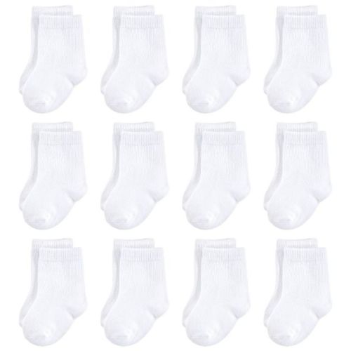 Touched by Nature Baby Organic Cotton Socks, White 12-Pack, 0-6 Months