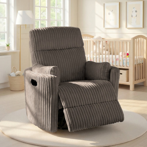 Mercer41 Manual Recliner Swivel Glider Chair, Cordovan Corduroy Upholstered Nursing Chair With Ottoman- | Wayfair