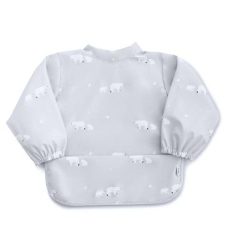 SARO Waterproof Bib with Sleeves in Gray – Full-Coverage Bib for Feeding, Crafts, and Messy Play, Adjustable Velcro Neck, Easy-Clean