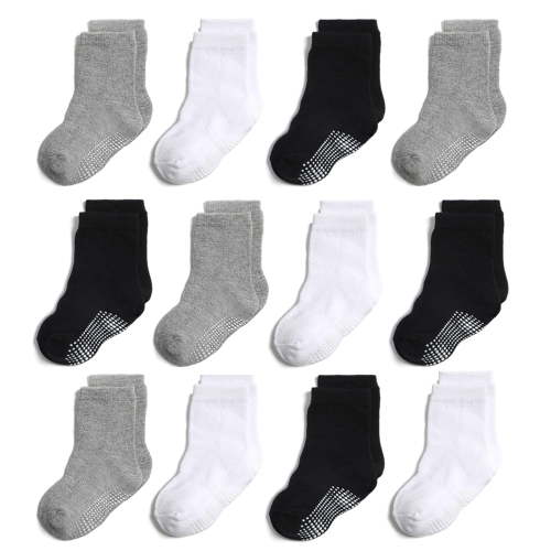 Fraobbg 12 Pack Baby Non Slip Crew Socks Toddlers Cotton Grips Socks Boys Girls
