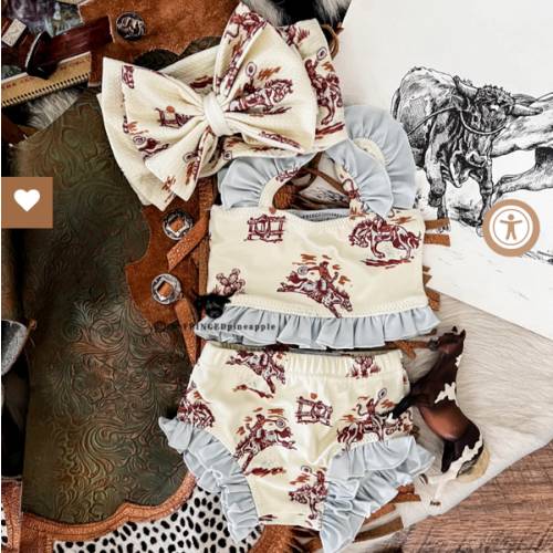 Sunset Cowgirl W/Blue Ruffle Two Piece Swimsuit (Minis) – theFRINGEDpineapple