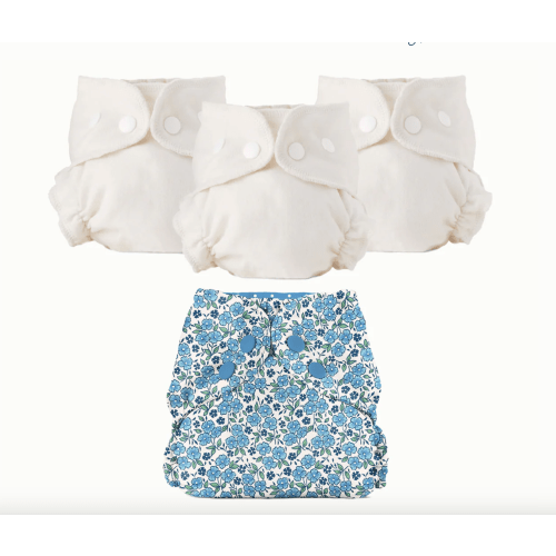 Organic Cloth Diaper Bundle Starter – Esembly; Forget Me Not Blue