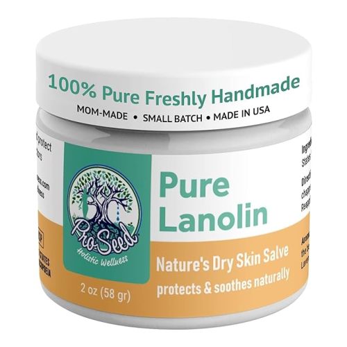 ProSeed Handmade Pure Lanolin Balm – US Pharmacopeia Grade for Moms, Babies & Skin Essentials – Single Ingredient Moisturizer for Dry, Sensitive Skin – Glass Jar, 2oz
