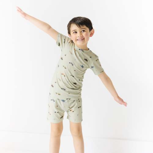 Military Small Ribbed Shorts Two-Piece Set