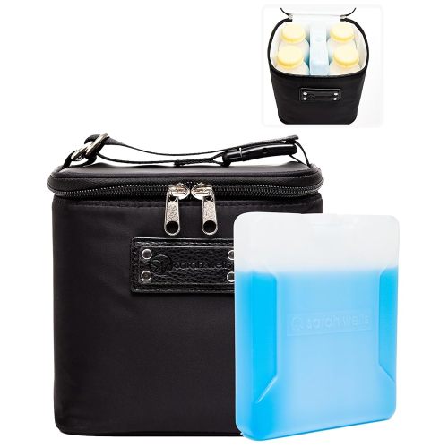 Sarah Wells Cold Gold Breastmilk Cooler Bag with Safety Tested Ice Pack – Insulated Milk Storage for Work, Travel & Daycare – Fits Bottles & Pump Parts – Durable, Washable (Black)