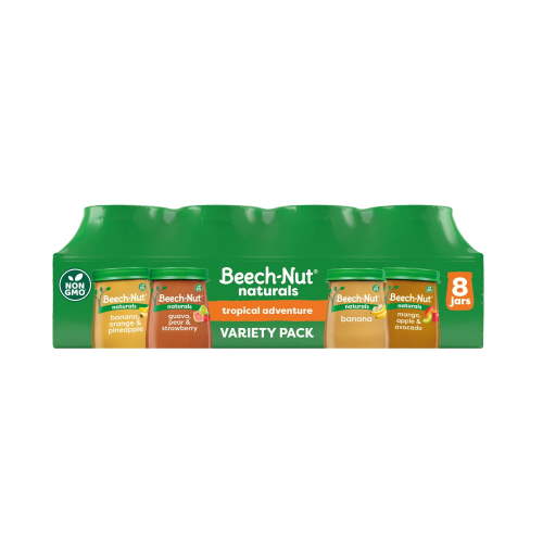 Beech-Nut Organics Stage 2 Tropical Adventure Baby Food Variety Pack, 4 oz Jars, 8 Pack