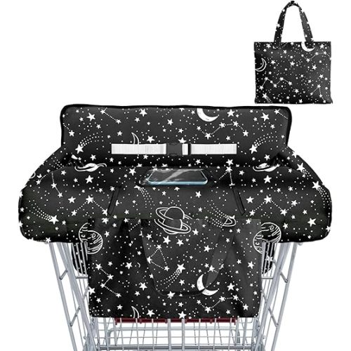 Shopping Cart Cover for Baby Girl Boy 2-in-1 High Chair Water Resistant High Chair Cover w/Phone Pouch Pocket Gender Neutral Cart Cover for Babies Padded Grocery Cart Cover for Baby